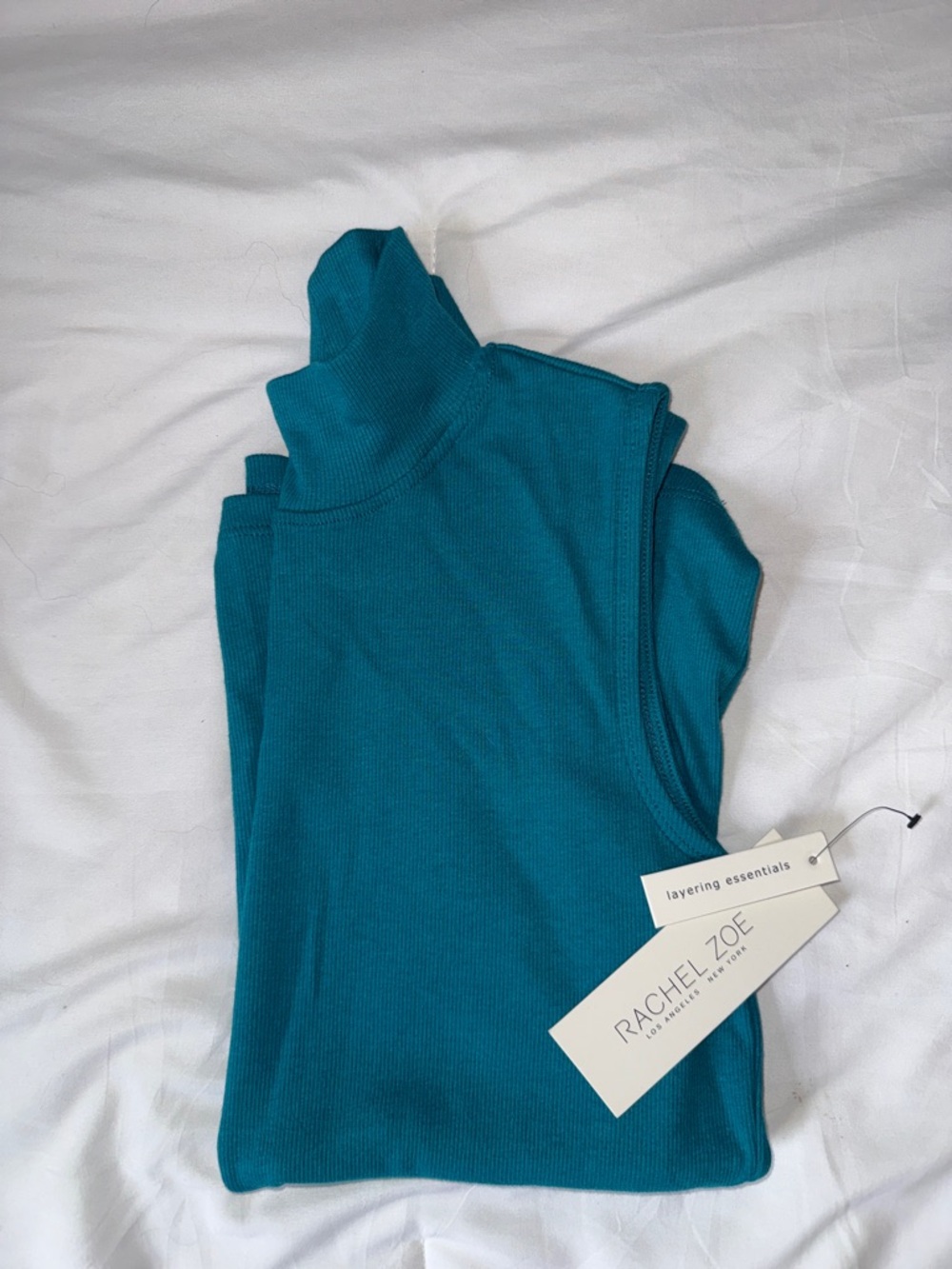 Rachel Zoe Teal Sleeveless Turtleneck Knit Top